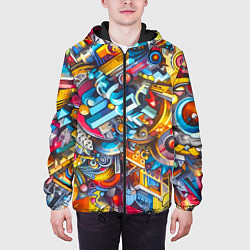 Куртка с капюшоном мужская Фантазийный паттерн - граффити, цвет: 3D-черный — фото 2