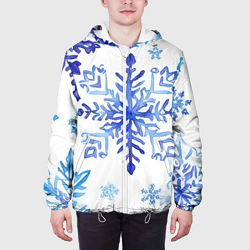 Мужская куртка Снежинки падают / 3D-Белый – фото 3