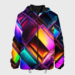 Мужская куртка Цветные стеклянные блоки - неоновый геометричный у