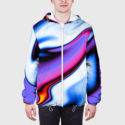 Куртка с капюшоном мужская Яркая цветная волна, цвет: 3D-белый — фото 2