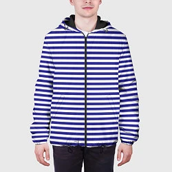 Куртка с капюшоном мужская Тельняшка моряка, цвет: 3D-черный — фото 2