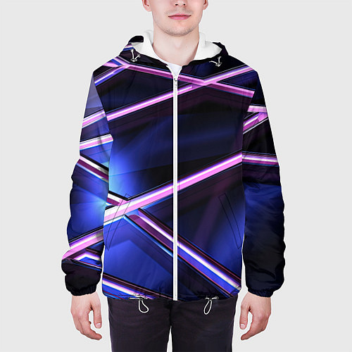 Мужская куртка Фиолетовая геометрическая абстракция / 3D-Белый – фото 3
