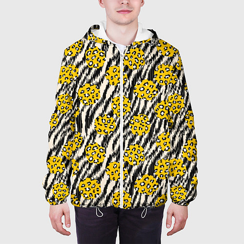 Мужская куртка Абстрактный узор в стиле афро / 3D-Белый – фото 3