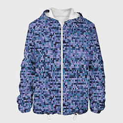 Куртка с капюшоном мужская Синий узор вязанного трикотажного полотна, цвет: 3D-белый