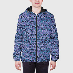 Куртка с капюшоном мужская Синий узор вязанного трикотажного полотна, цвет: 3D-черный — фото 2