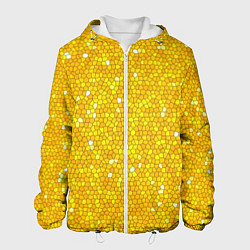 Куртка с капюшоном мужская Веселая мозаика желтая, цвет: 3D-белый