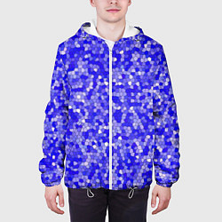 Куртка с капюшоном мужская Сине голубая мозаика, цвет: 3D-белый — фото 2