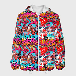 Куртка с капюшоном мужская Hip Hop Graffiti, цвет: 3D-белый