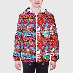 Куртка с капюшоном мужская Hip Hop Graffiti, цвет: 3D-белый — фото 2