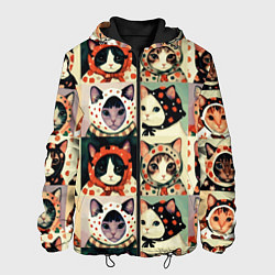Куртка с капюшоном мужская Кот Алёнка - поп арт, цвет: 3D-черный