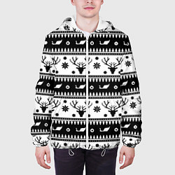 Куртка с капюшоном мужская Новогодний свитер с оленями, цвет: 3D-белый — фото 2