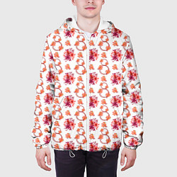 Куртка с капюшоном мужская 8 марта праздничные цветы, цвет: 3D-белый — фото 2