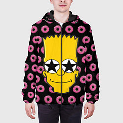 Куртка с капюшоном мужская Барт Симпсон на фоне пончиков, цвет: 3D-черный — фото 2