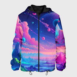 Мужская куртка Fantastic space landscape - neon glow