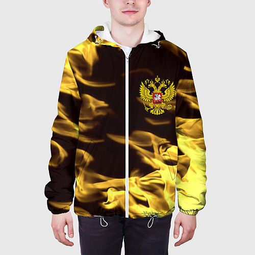 Мужская куртка Имперская Россия желтый огонь / 3D-Белый – фото 3