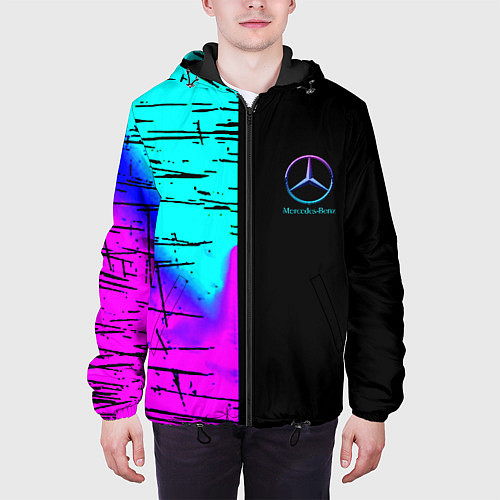 Мужская куртка Mercedes benz неон текстура / 3D-Черный – фото 3