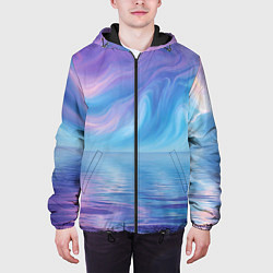 Куртка с капюшоном мужская Абстрактное небо и водная гладь, цвет: 3D-черный — фото 2