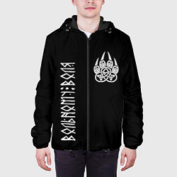 Куртка с капюшоном мужская Символ волчья лапа - вольному воля, цвет: 3D-черный — фото 2