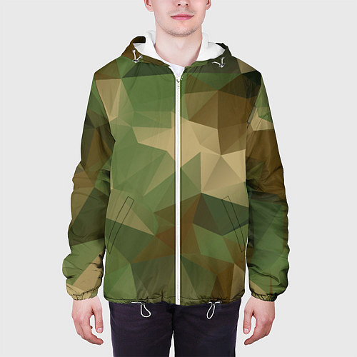 Мужская куртка Камуфляжный геометрический паттерн / 3D-Белый – фото 3