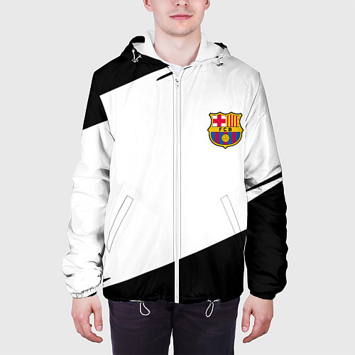 Мужская куртка Barcelona краски чёрные спорт / 3D-Белый – фото 3