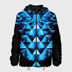 Куртка с капюшоном мужская Синие абстрактные ромбики, цвет: 3D-черный