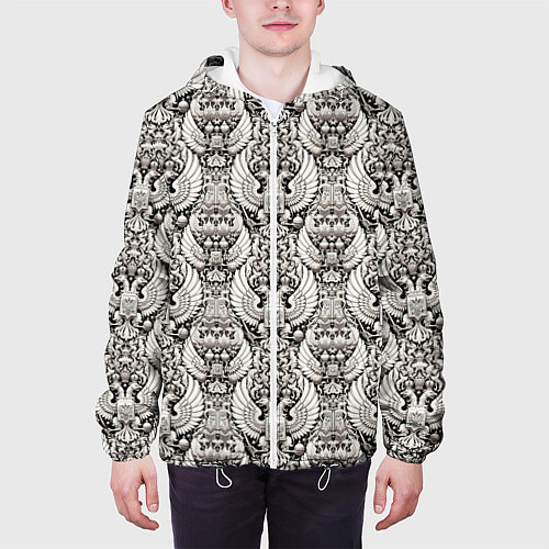 Мужская куртка Греб России черный и белый паттерн / 3D-Белый – фото 3