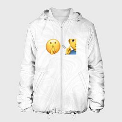 Куртка с капюшоном мужская Мьюнинг эмодзи, цвет: 3D-белый