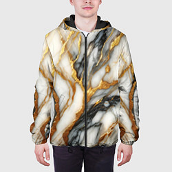 Куртка с капюшоном мужская Мрамор - текстура, цвет: 3D-черный — фото 2