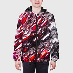 Куртка с капюшоном мужская Красные драгоценные кристаллы, цвет: 3D-черный — фото 2