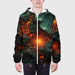 Куртка с капюшоном мужская Объемная текстура и лава, цвет: 3D-белый — фото 2