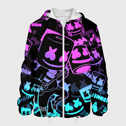 Куртка с капюшоном мужская Marshmello neon pattern, цвет: 3D-белый