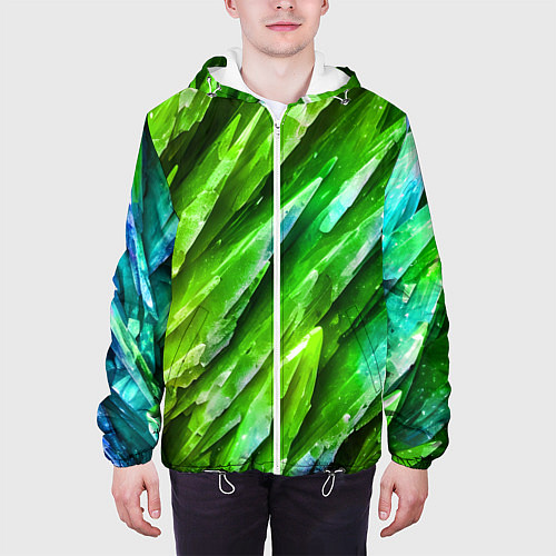 Мужская куртка Яркие зелёные камни / 3D-Белый – фото 3