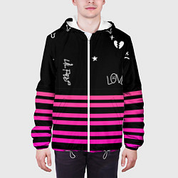 Куртка с капюшоном мужская Lil Peep розовые полосы, цвет: 3D-белый — фото 2