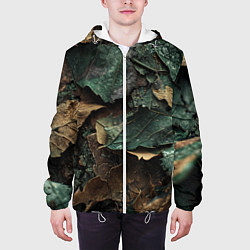 Куртка с капюшоном мужская Реалистичный камуфляж из листьев, цвет: 3D-белый — фото 2