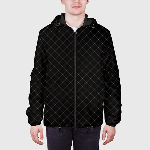 Мужская куртка Чёрный клетчатый с коричневыми полосами / 3D-Черный – фото 3