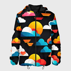 Куртка с капюшоном мужская Цветные облака в черном небе, цвет: 3D-черный