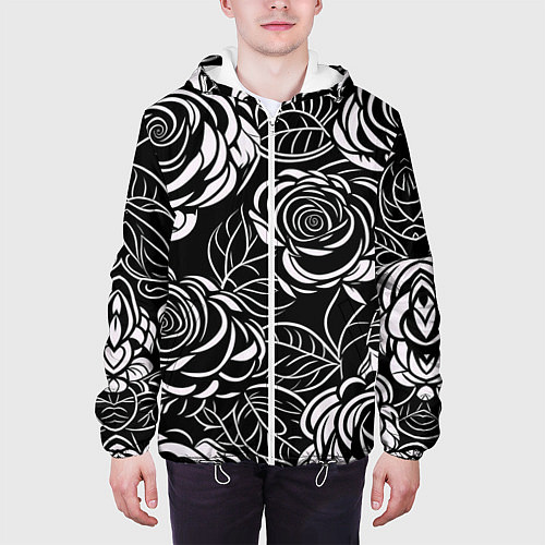 Мужская куртка Цветочные паттерны / 3D-Белый – фото 3