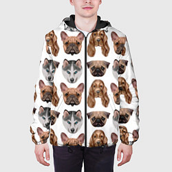 Куртка с капюшоном мужская Текстура собак, цвет: 3D-черный — фото 2