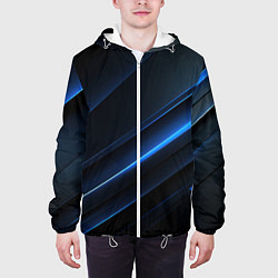 Куртка с капюшоном мужская Темно-синий абстрактный фон абстракция, цвет: 3D-белый — фото 2