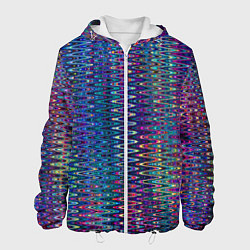 Куртка с капюшоном мужская Большой волнистый зигзаг разноцветный, цвет: 3D-белый