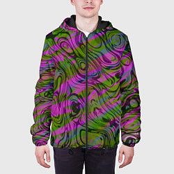 Куртка с капюшоном мужская Фиолетовые узоры, цвет: 3D-черный — фото 2