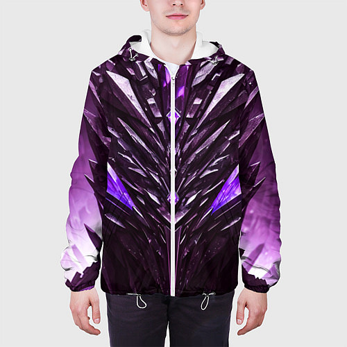 Мужская куртка Фиолетовые кристаллы и камень / 3D-Белый – фото 3