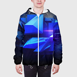 Куртка с капюшоном мужская Black blue background abstract, цвет: 3D-белый — фото 2