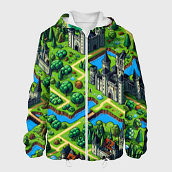 Куртка с капюшоном мужская Heroes of Might and Magic - pixel map, цвет: 3D-белый