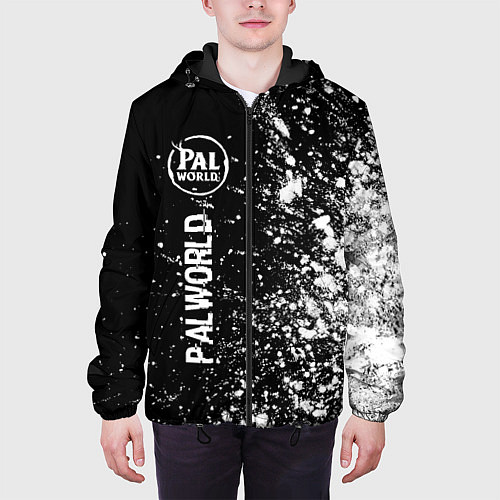 Мужская куртка Palworld glitch на темном фоне по-вертикали / 3D-Черный – фото 3