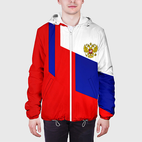 Мужская куртка Россия геометрия спортивная / 3D-Белый – фото 3