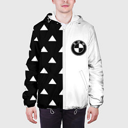 Куртка с капюшоном мужская BMW геометрия, цвет: 3D-белый — фото 2