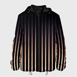 Куртка с капюшоном мужская Переливающиеся полосы чёрно-бежевый, цвет: 3D-черный