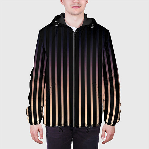 Мужская куртка Переливающиеся полосы чёрно-бежевый / 3D-Черный – фото 3