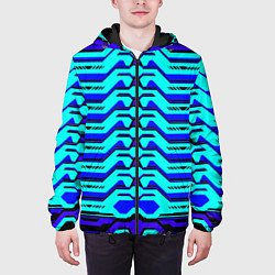 Куртка с капюшоном мужская Голубая киберпанк броня, цвет: 3D-черный — фото 2